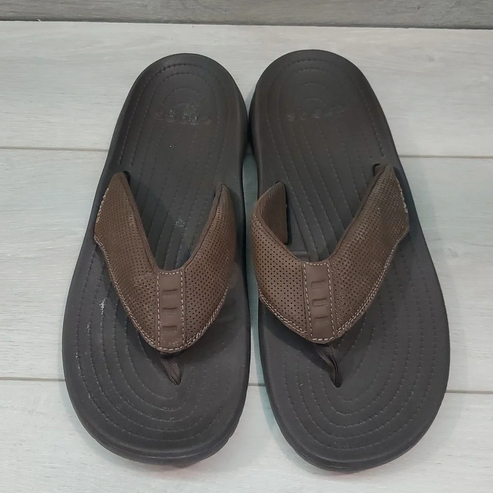 Crocs Mens Comfort Outdoor Rubber Thong Sandals Flats shoes sz 12
